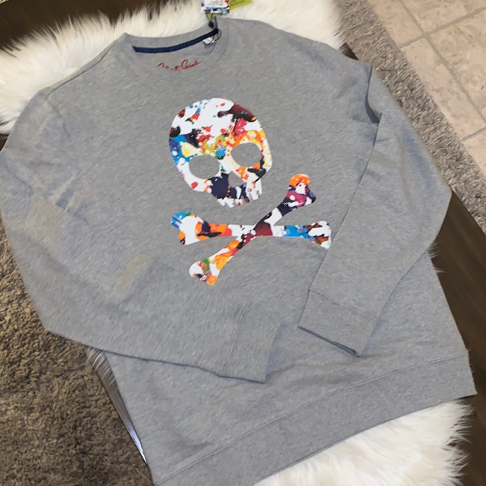 Robert Graham Skull Long Sleeve Grey Shirt Size L